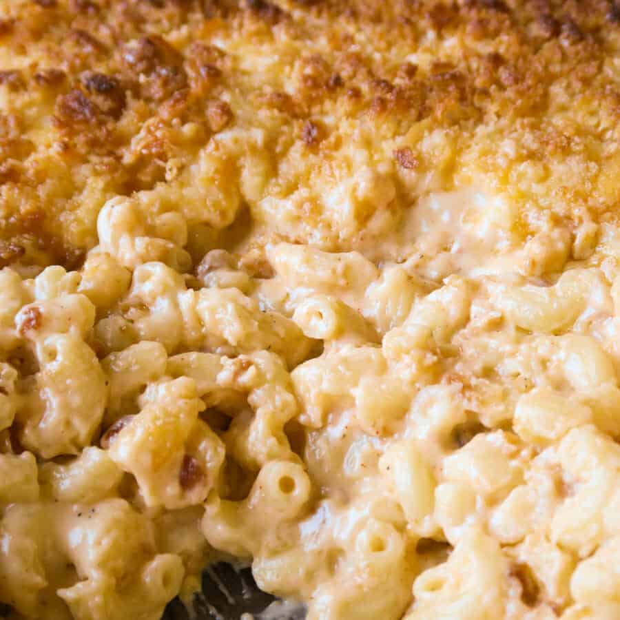 creamy mac and cheese with ritz cracker crust