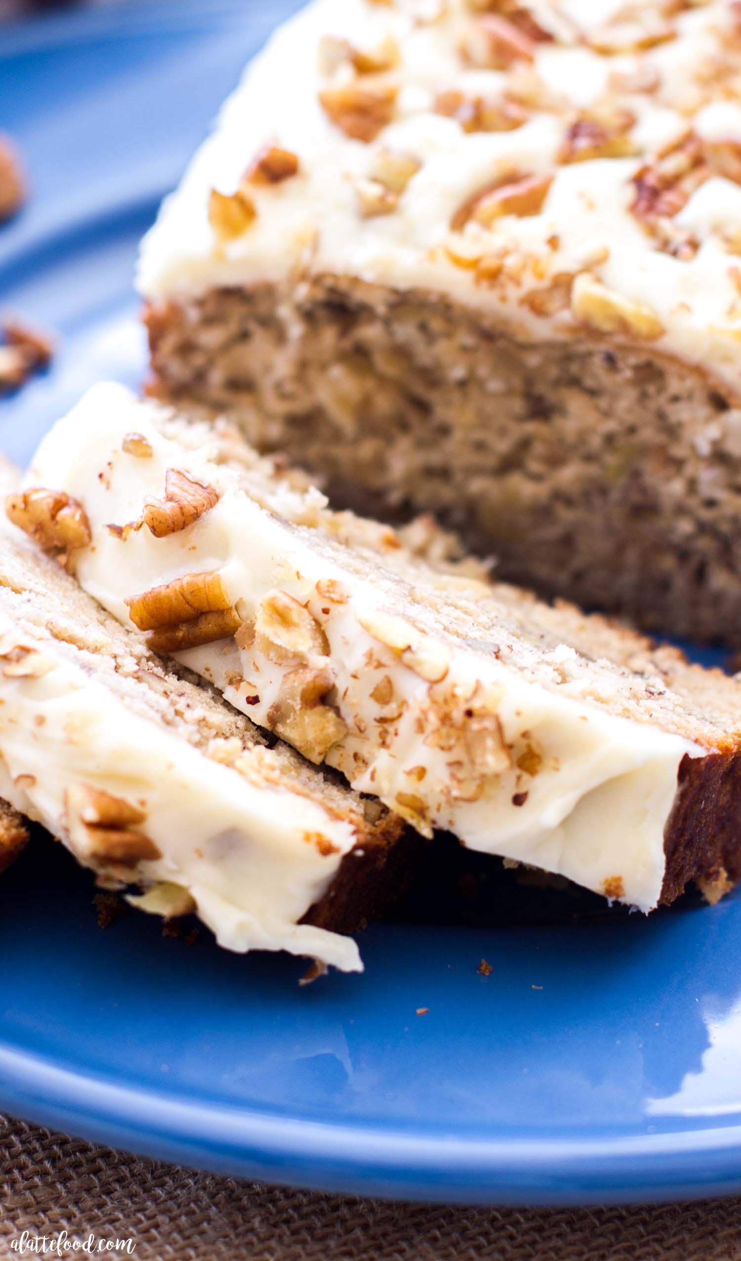hummingbird loaf with spiced cream cheese topping