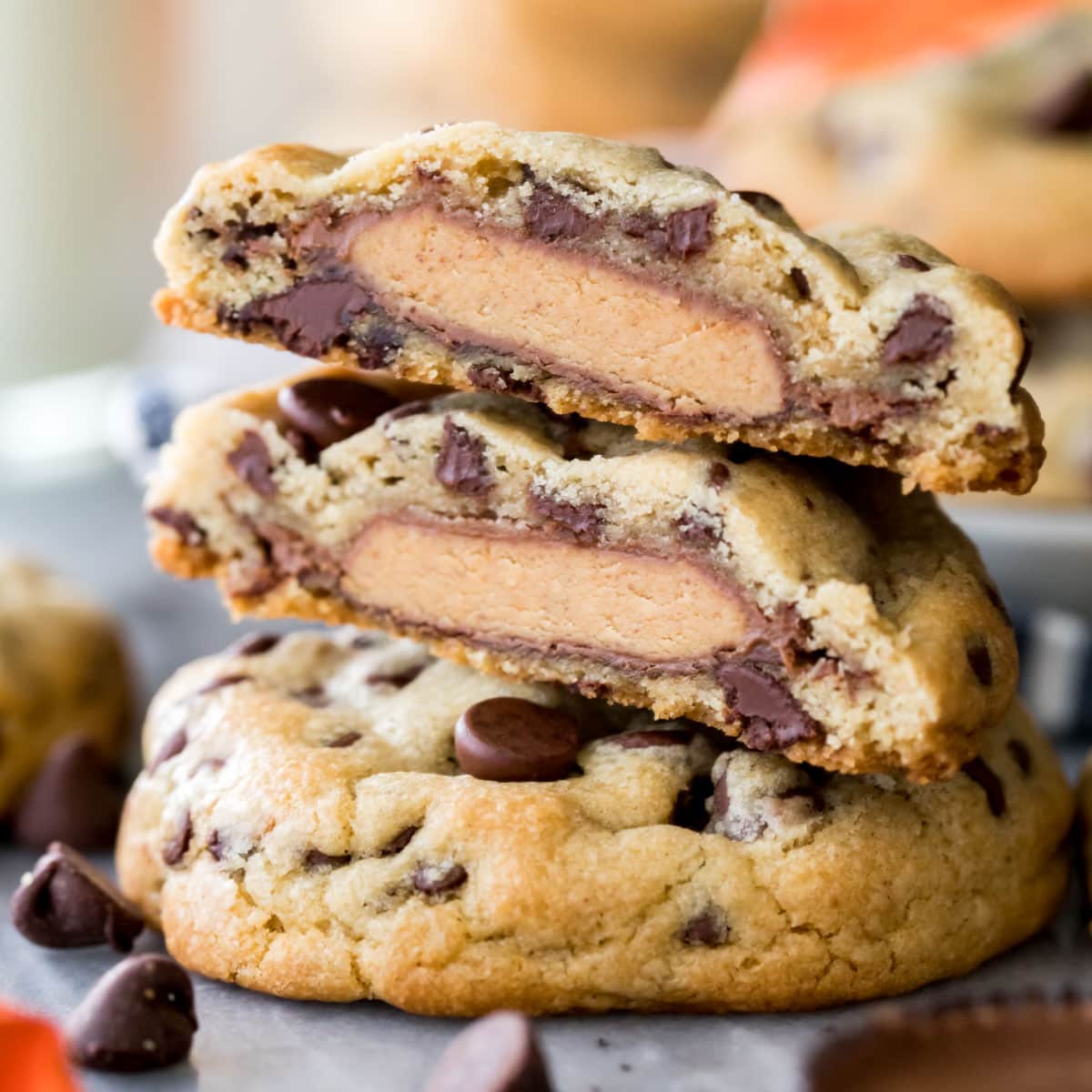 chewy treats with reese's cups and cookie dough