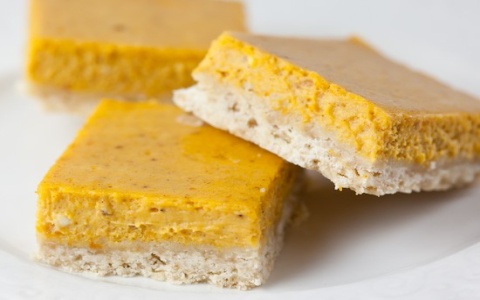 creamy cheesecake pumpkin squares with a hint of yellow cake mix