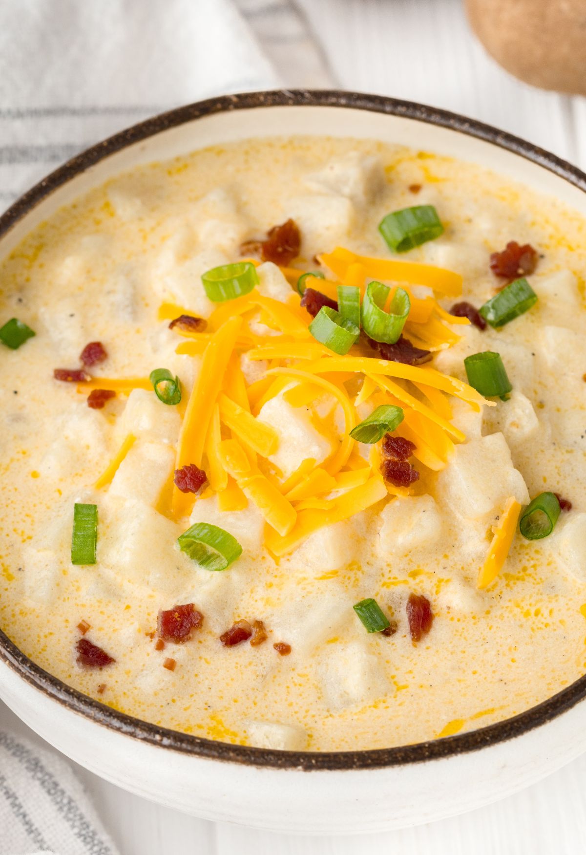 creamy potato soup with frozen hash browns in an instant pot