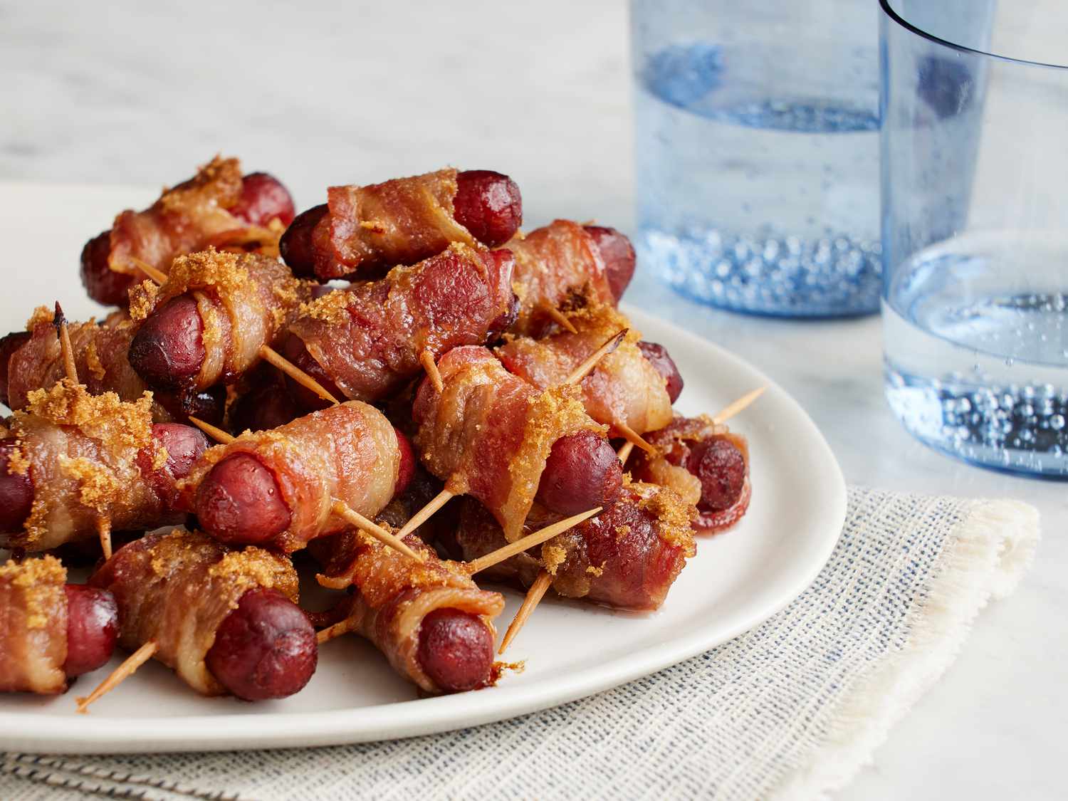 lil smokies wrapped in bacon with a sweet brown sugar glaze