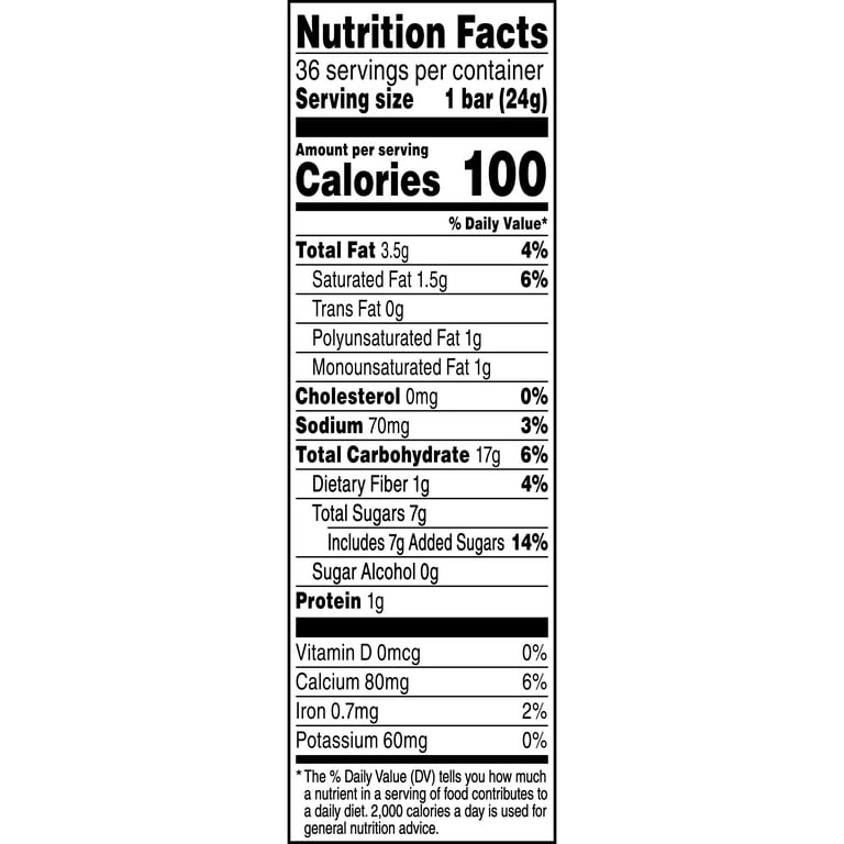 calorie count in a chocolate chip granola bar
