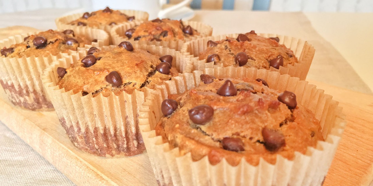 simple banana peanut butter muffins with five ingredients