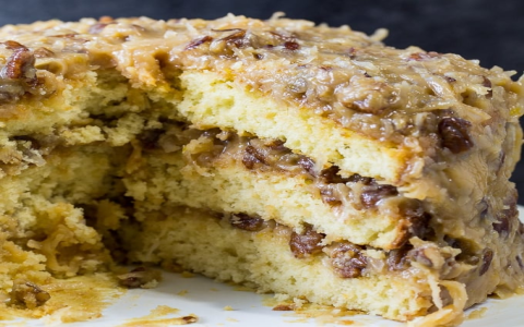german chocolate infused cake with sweetened condensed milk