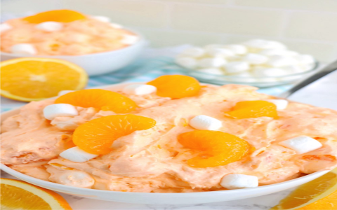mandarin orange gelatin dessert with sherbet