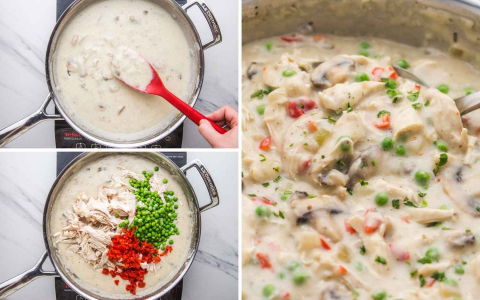 simple chicken a la king using cream of chicken soup