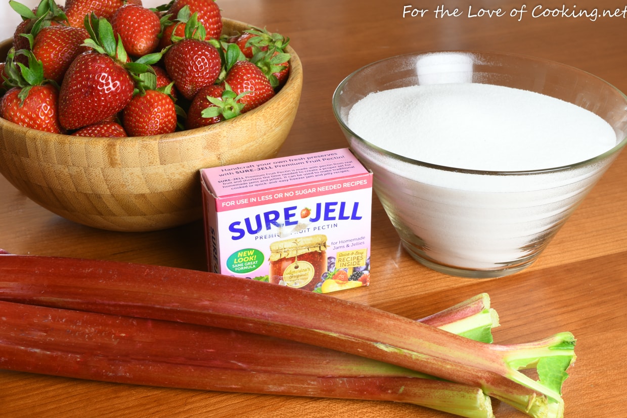 strawberry rhubarb no-cook freezer preserve
