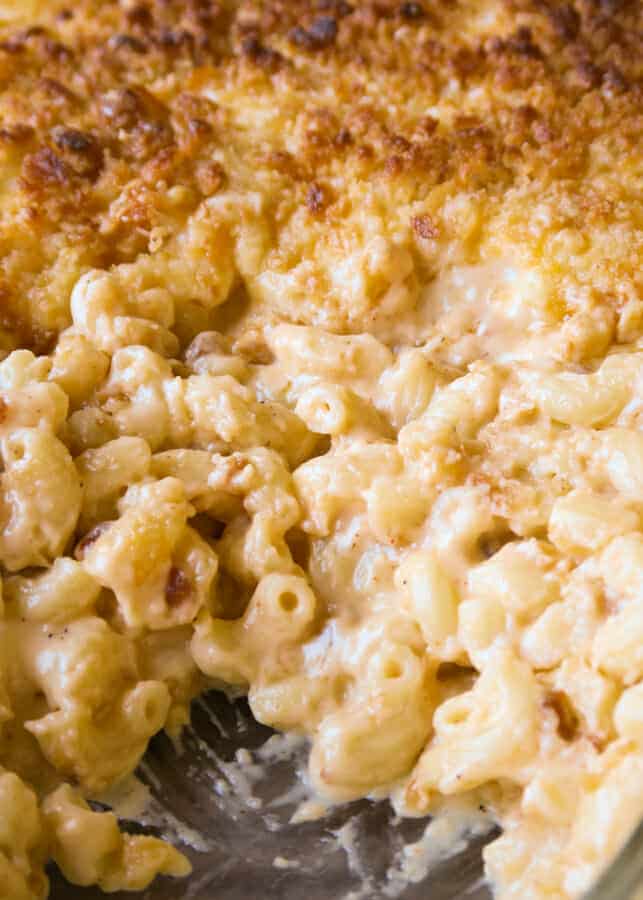 creamy pasta bake topped with buttery crackers