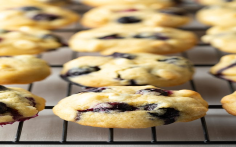 white chocolate cookies with lemon and blueberries