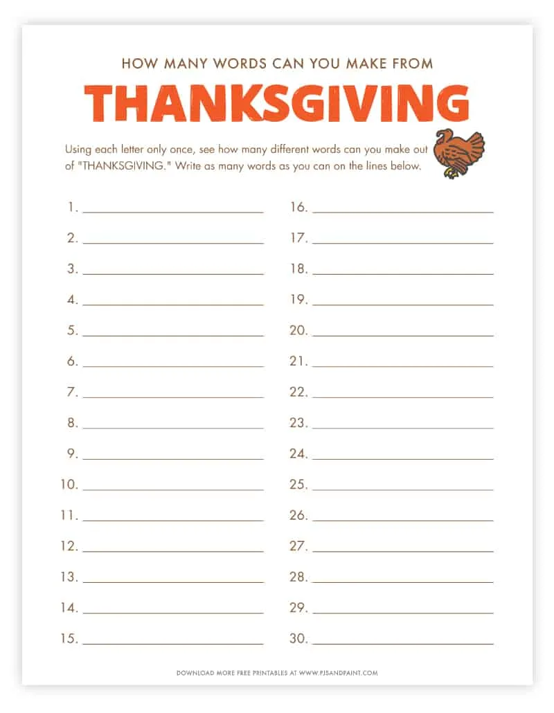 how many words can be formed using the letters in thanksgiving