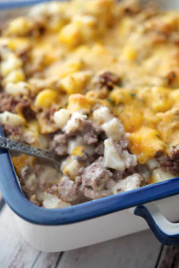 creamy mushroom and potato hamburger bake