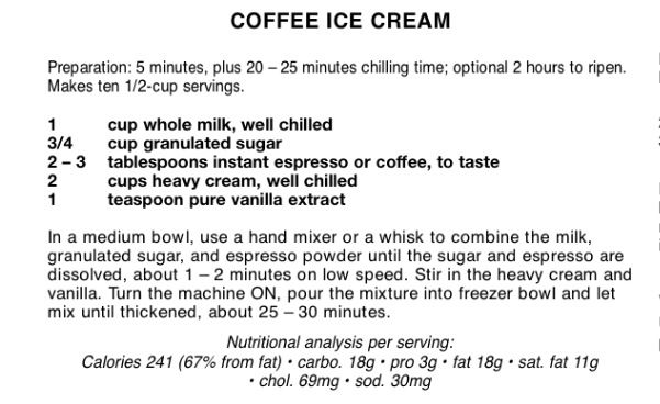 coffee recipes for cuisinart ice cream maker