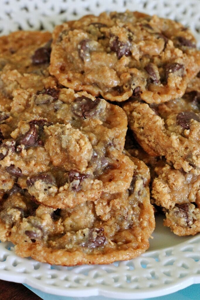 crushed biscuits with chocolate morsels and sweetened milk
