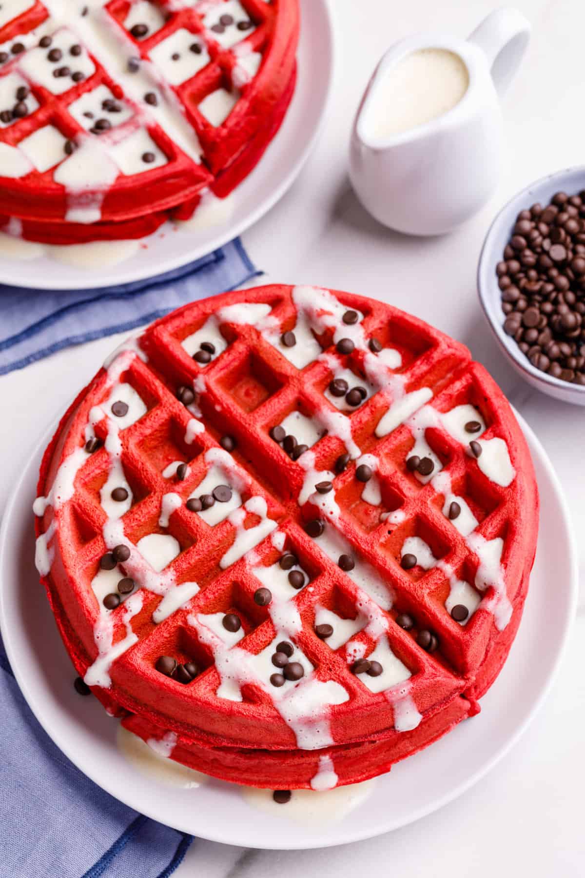 how to create red velvet waffles using pancake mix