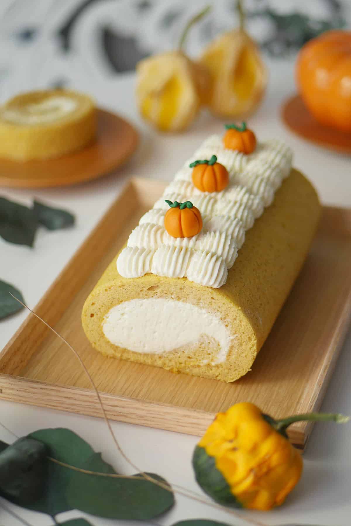 spiced cake roll with creamy cheese filling