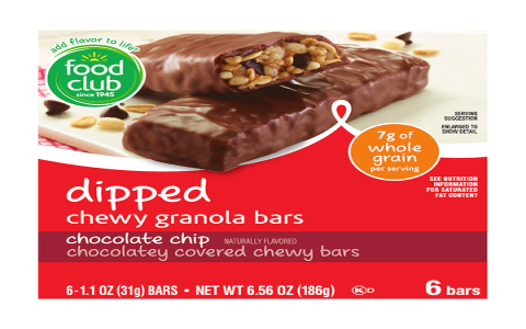 calorie count in a chocolate chip granola bar