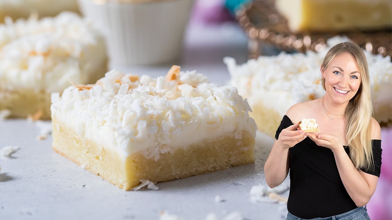 tropical squares with creamy cheese topping