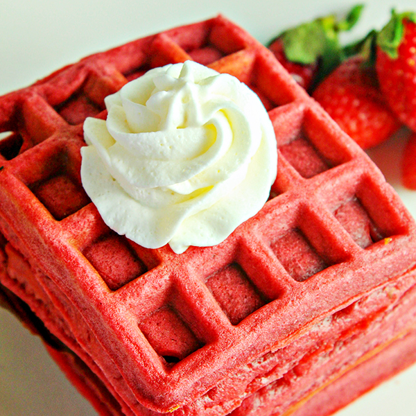 how to create red velvet waffles using pancake mix