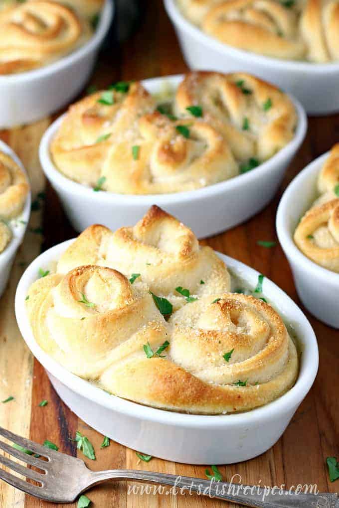 crescent-topped and bottom chicken pot pie