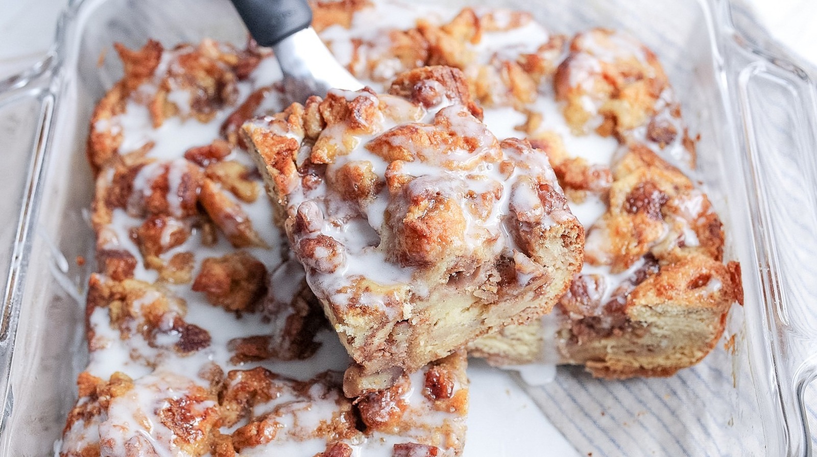 cinnamon roll bread pudding made from leftover pastries