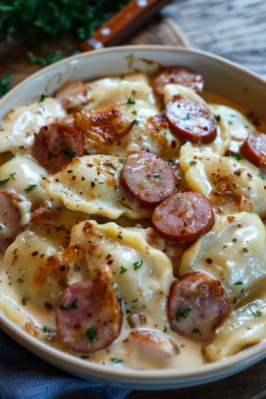 Easy Kielbasa Sauerkraut and Pierogies Slow Cooker Recipe