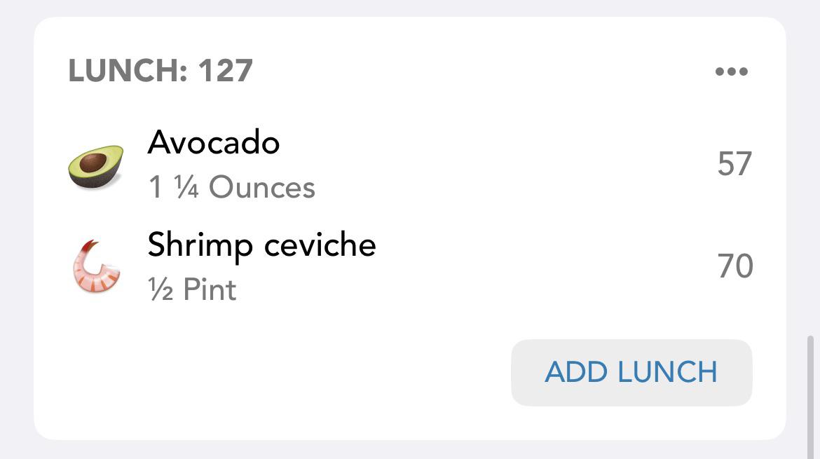 shrimp ceviche with avocado calorie content
