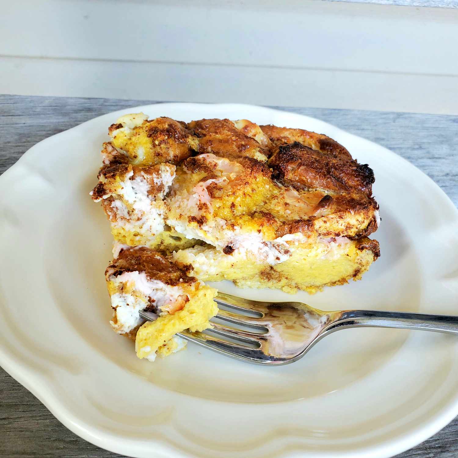 simmered cream cheese french toast bake