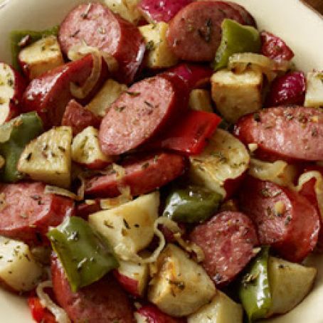 oven-baked preparation of hillshire farm smoked sausage