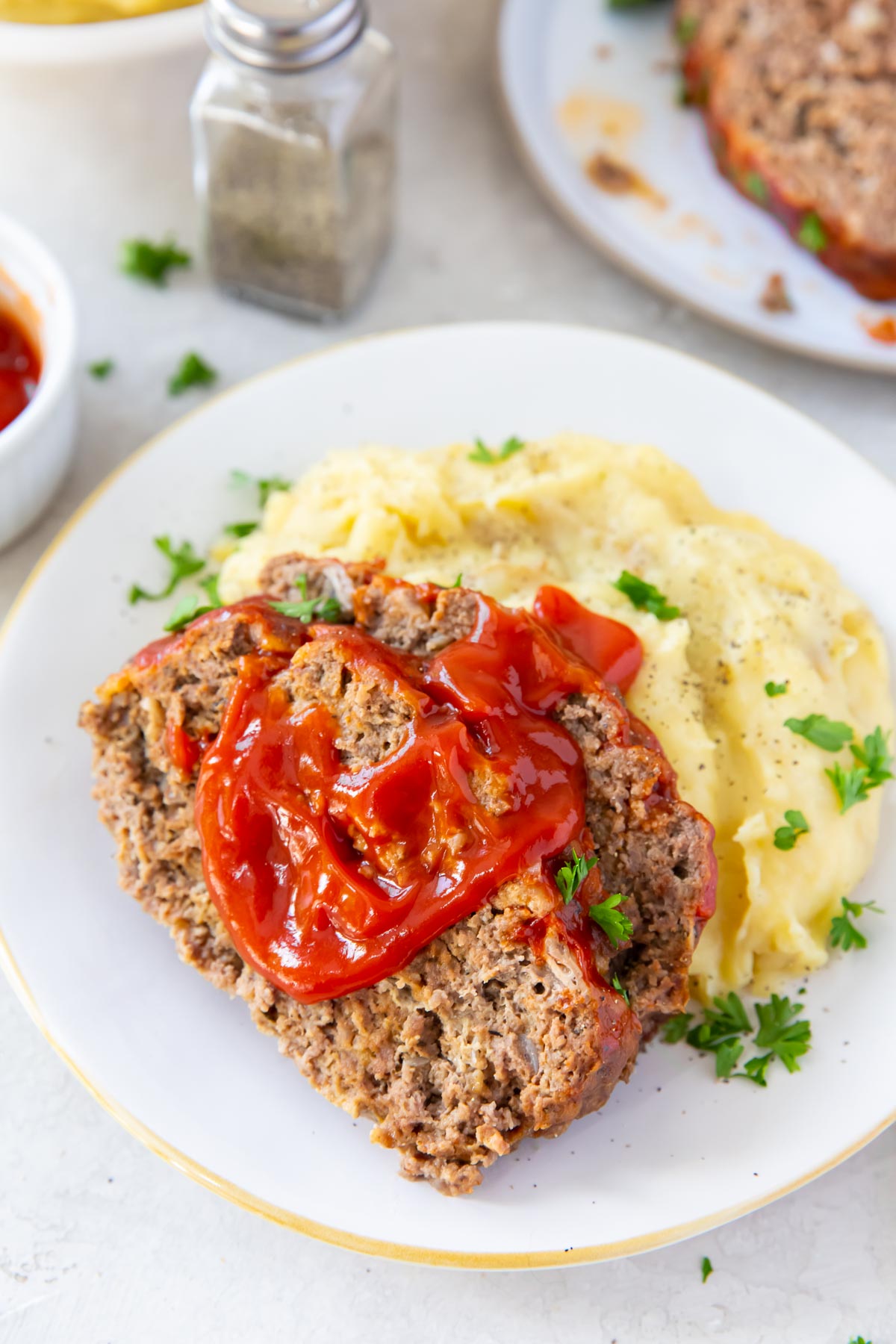 a delicious recipe for meatloaf with creamy mashed potatoes