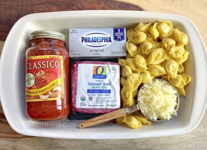 baked tortellini casserole with beef and cream cheese