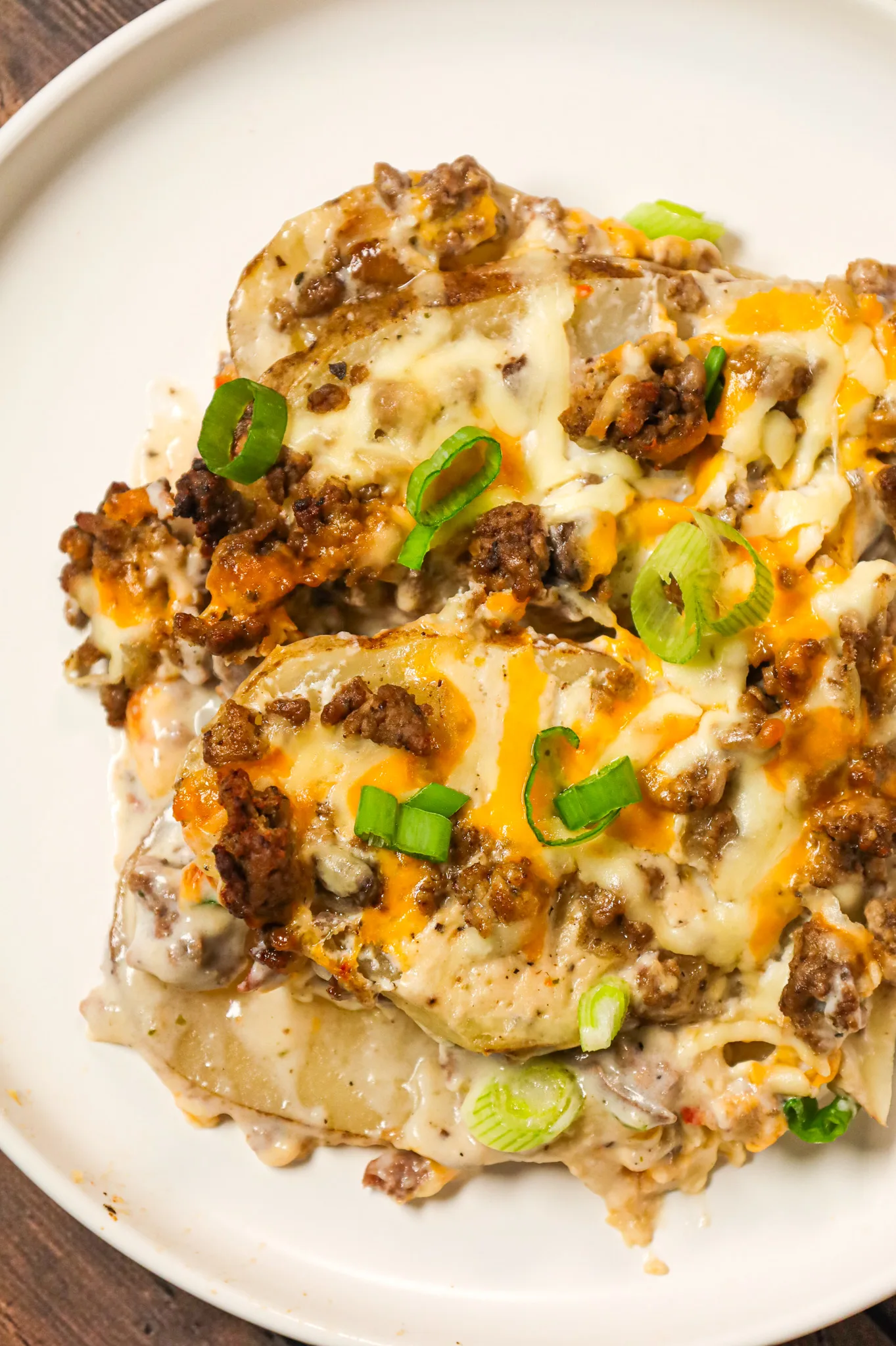 creamy mushroom and potato bake with hamburger