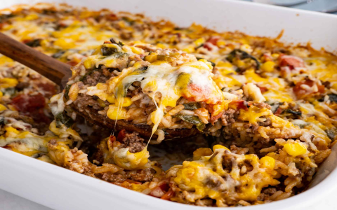 Delicious Burrito Casserole: Cream of Mushroom Soup Edition