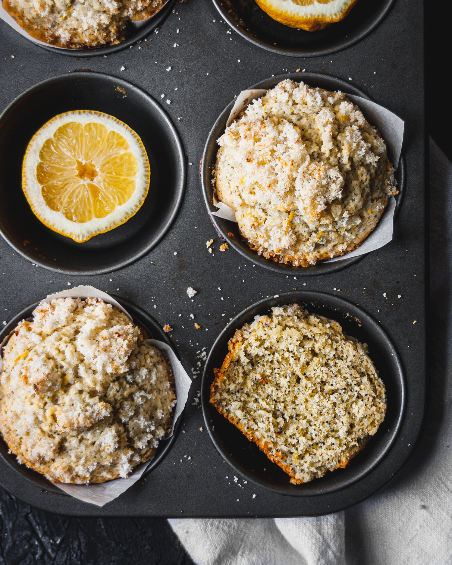 lemon poppy seed muffins with sourdough discard