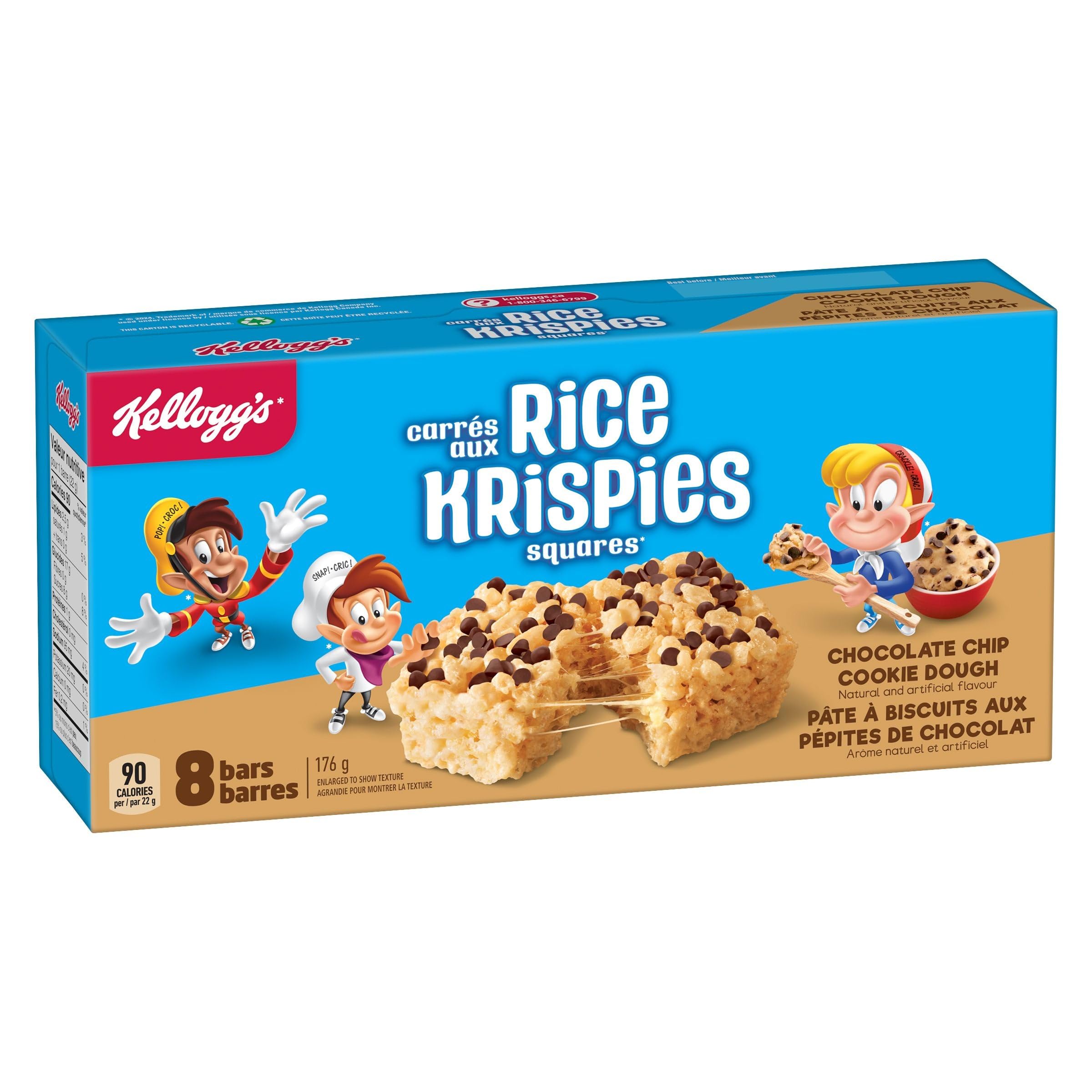 cookie dough and chocolate chip rice krispie squares