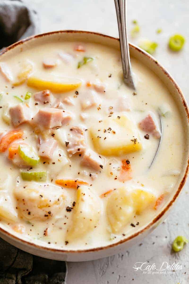 creamy chicken soup ham and potato bake