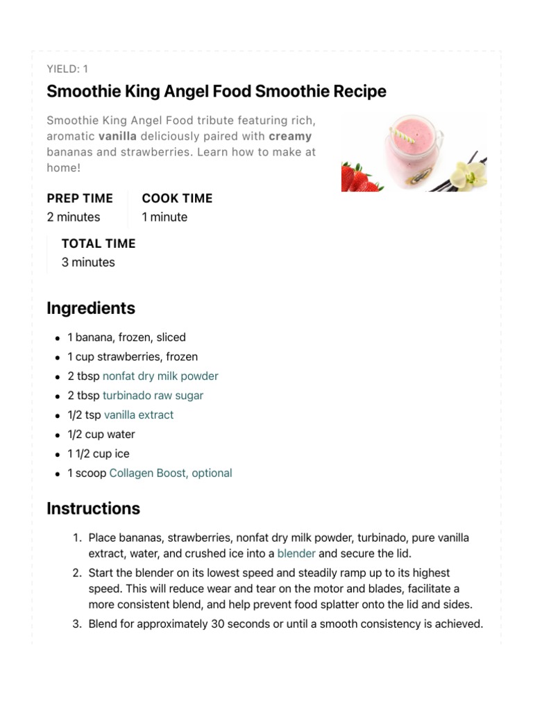 angel food smoothie blend from smoothie king recipe
