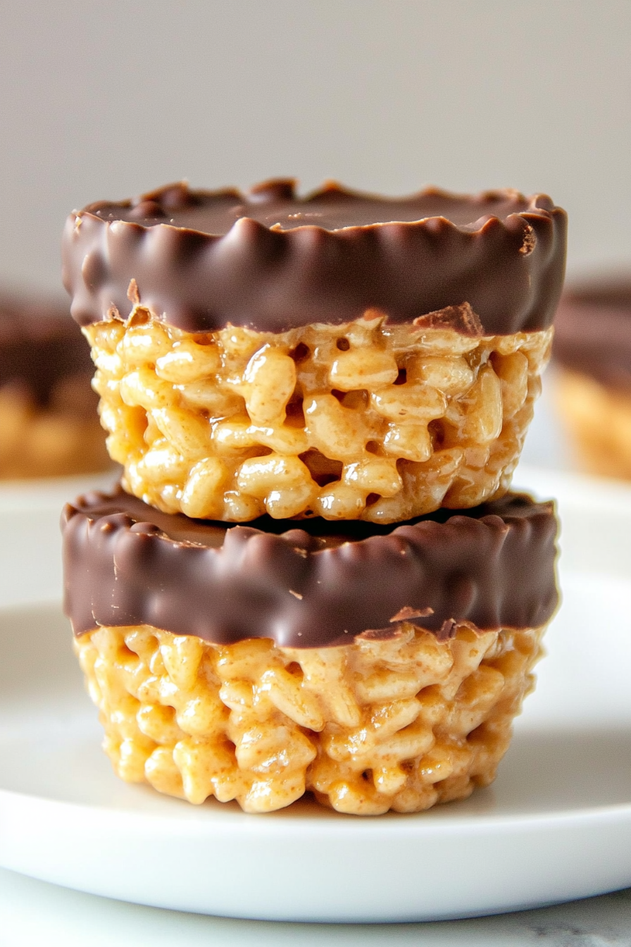 peanut butter chocolate topped rice krispies delights