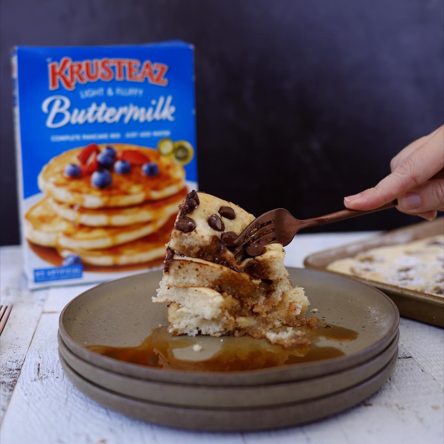 using krusteaz mix to cook delicious pancakes