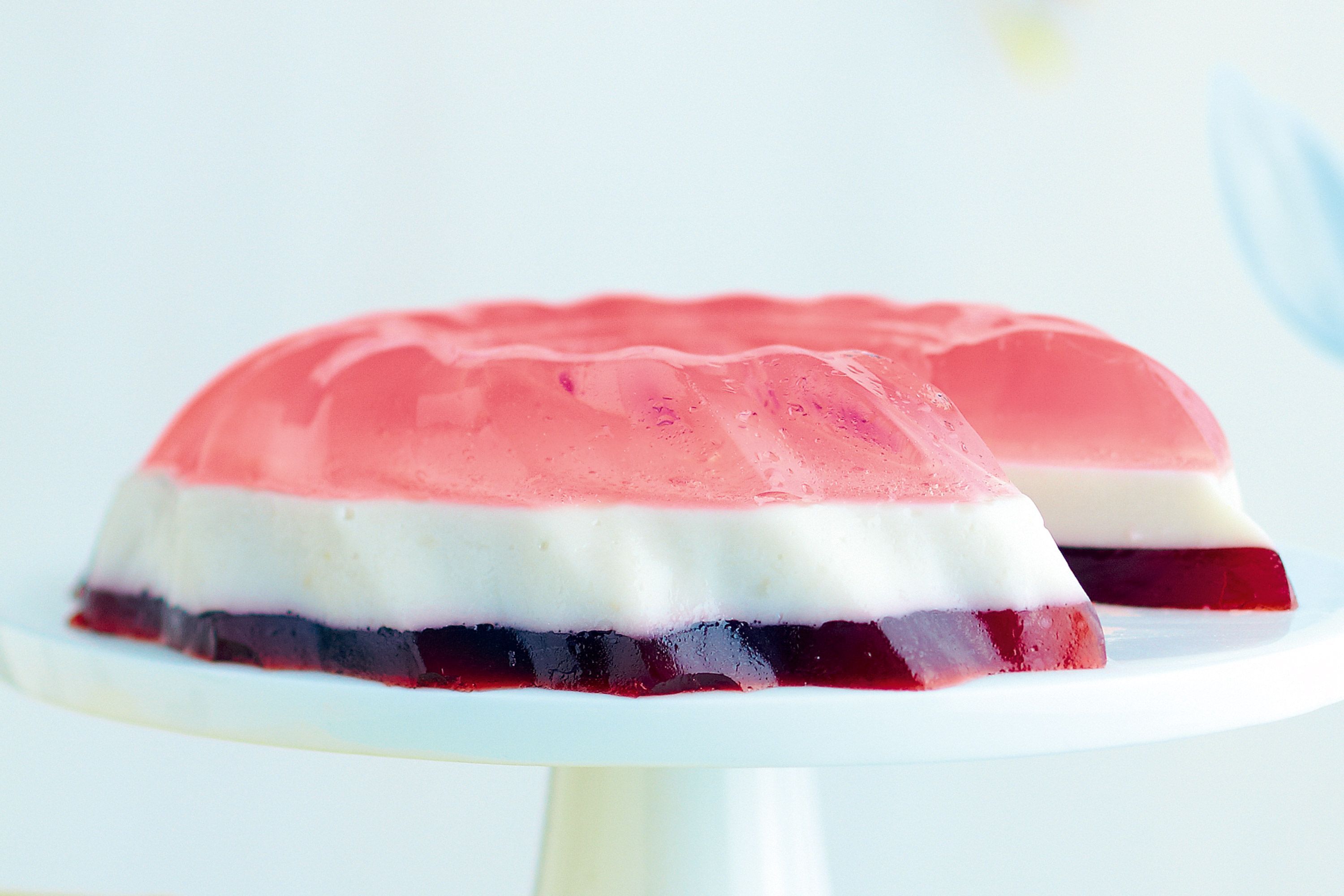 sweet berry layered dessert with gelatin