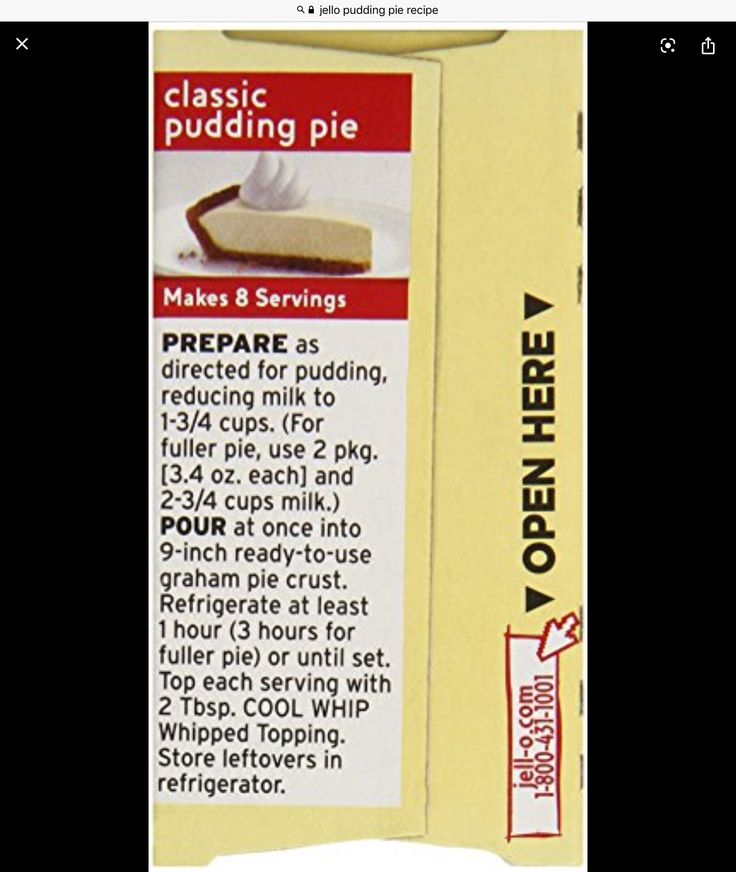 Best jello instant pudding pie: directions for 3.4 oz box - No Bake!