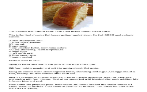 Baking the 1920 Famous Ritz Carlton Lemon Pound Cake Recipe: Follow Along
