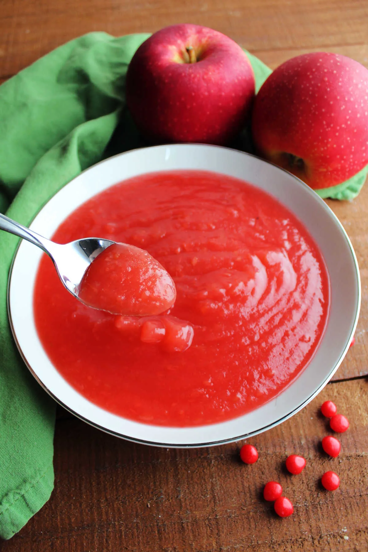 Upgrade Your Snack: Store Bought Applesauce With Red Hots, A Fun Twist, It is a Simple and Quick Treat You Can Make
