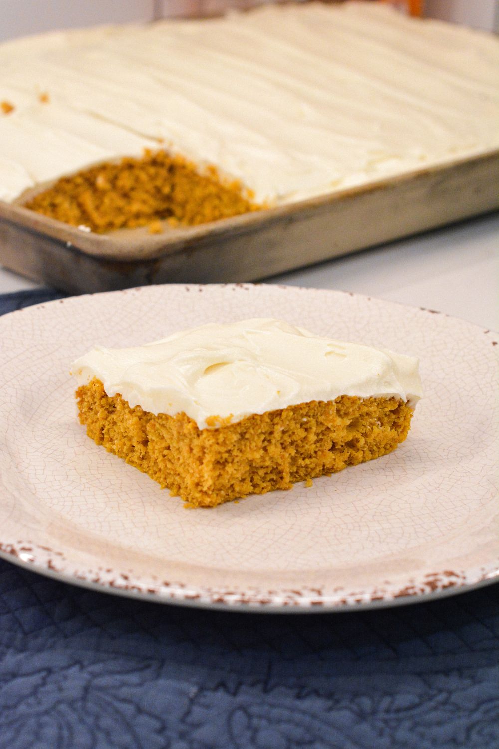 Yummy! Cream Cheese Frosted Pumpkin Bars using Yellow Cake Mix.