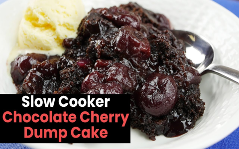 Easy Crock Pot Chocolate Cherry Dump Cake Recipe (Slow Cooker Dessert!)