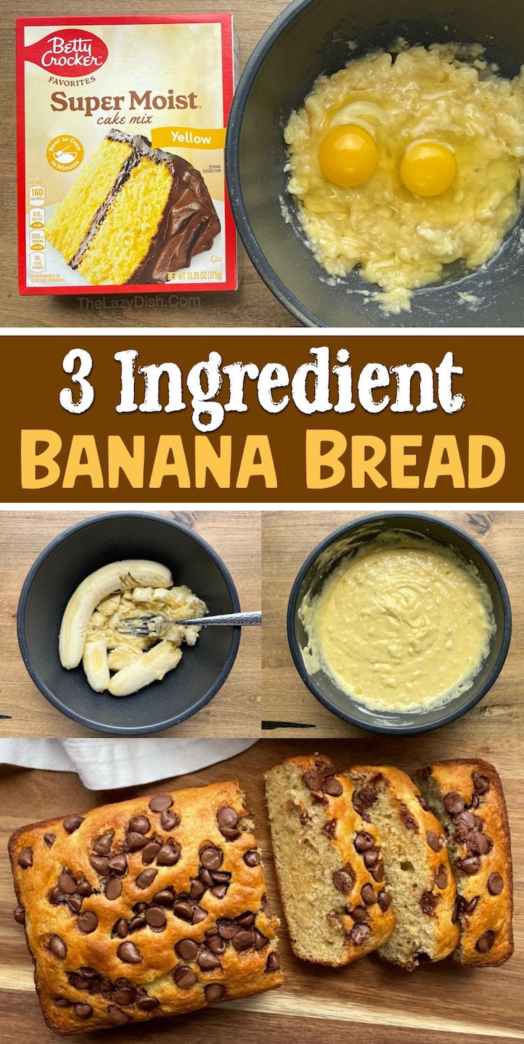 3 Ingredient Banana Bread with Cake Mix: Super Simple Baking