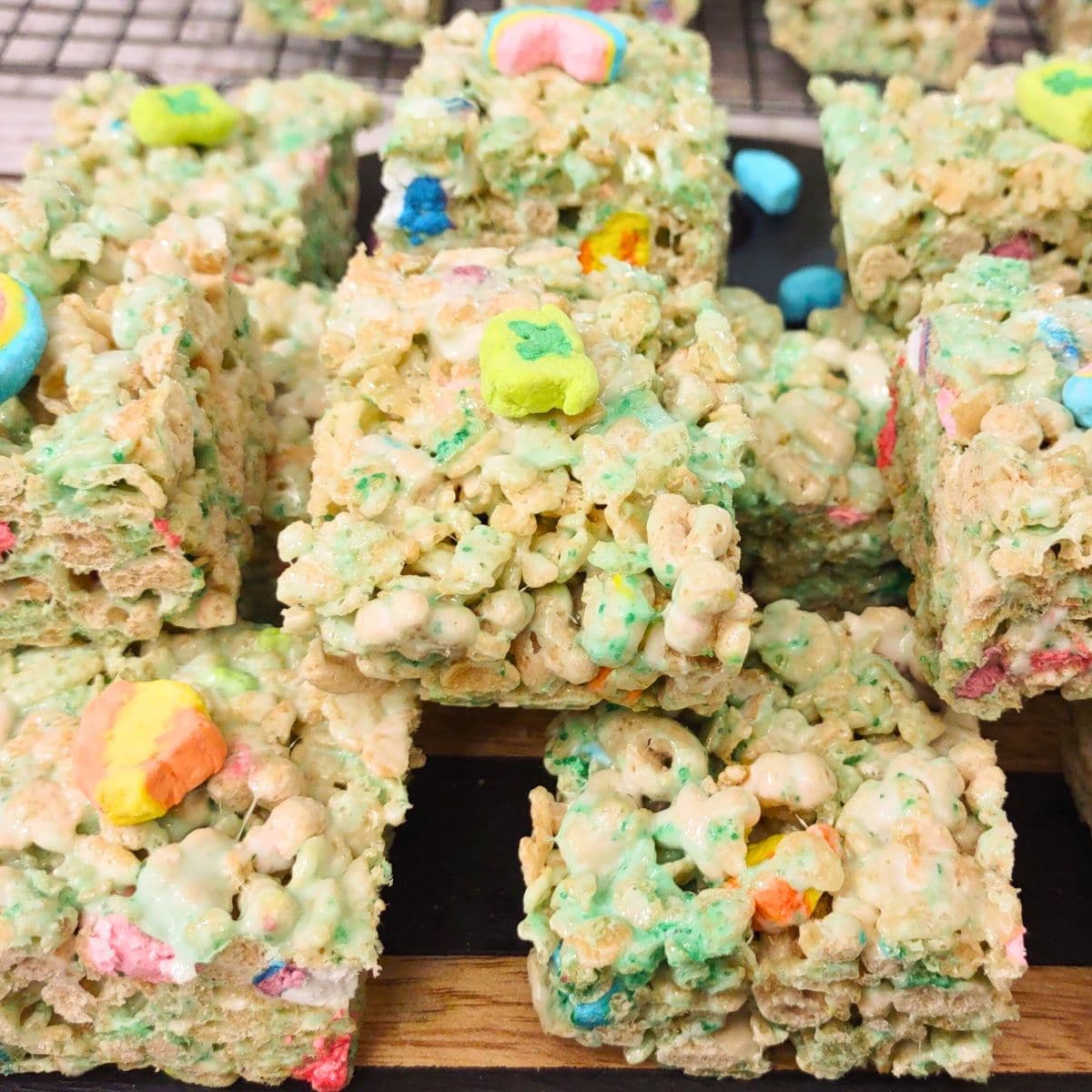 Make Rice Krispie Treats in Microwave with Lucky Charms! Yummy!